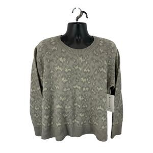 NWT Athleta Hawthorn Textured Crew Sweater Animal Print Sz XL Merino Wool Blend